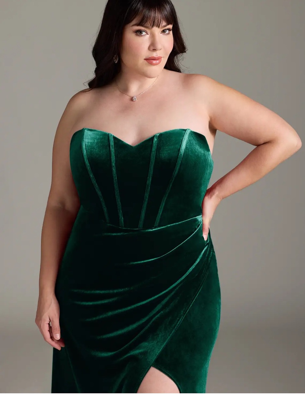 Azazie Jas Emerald Green Velvet Gown Multiple Ways to Wear - Picture 4 of 7